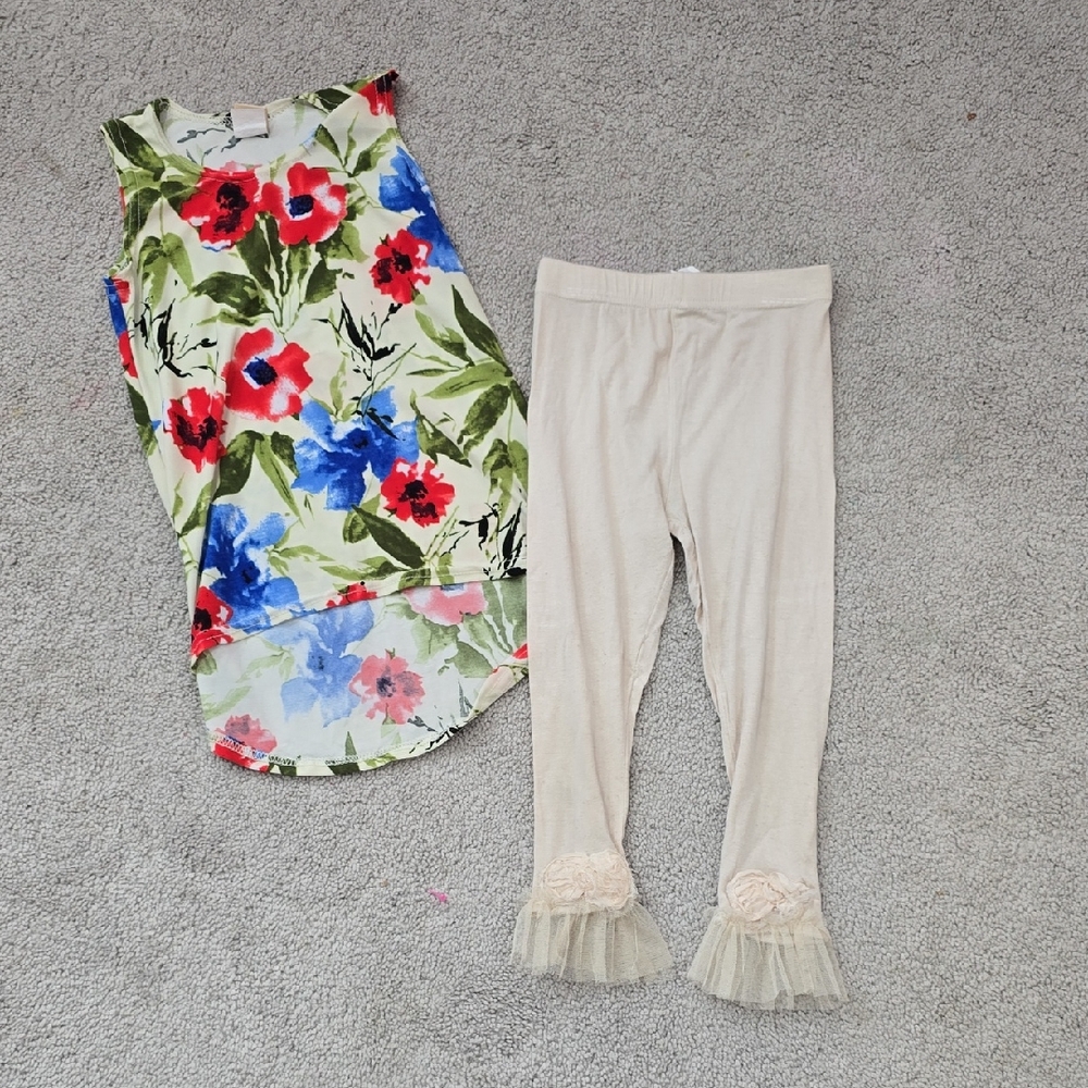 MM Couture Floral Top with Cream Leggings